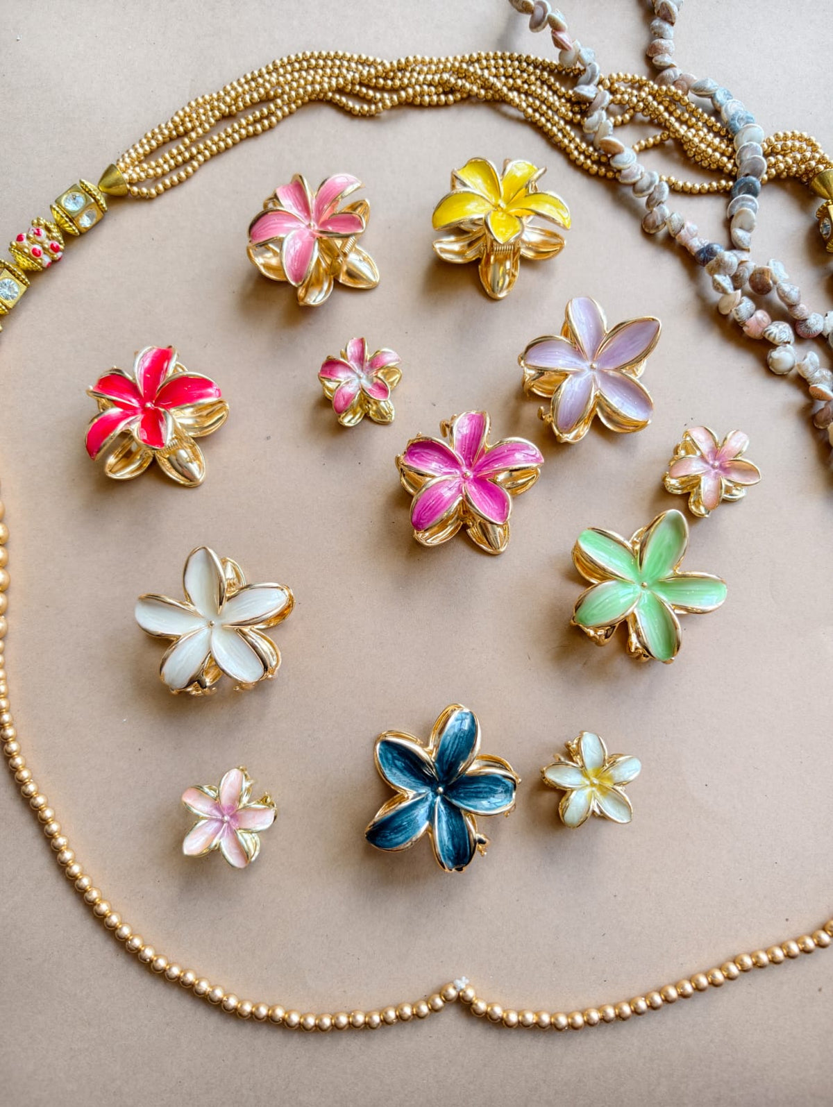 Glossy Bloom Metallic Flower Hair Claw