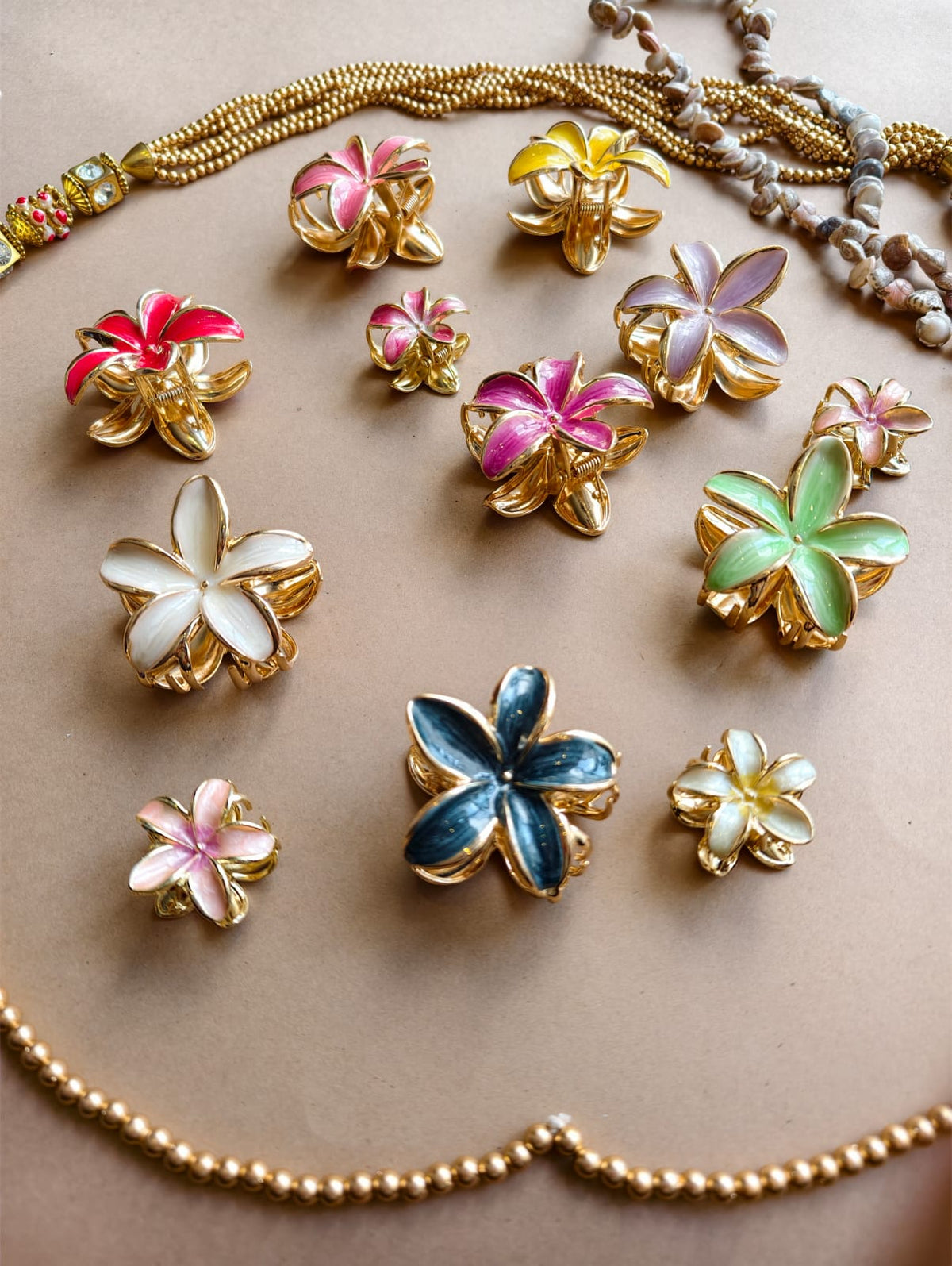 Glossy Bloom Metallic Flower Hair Claw