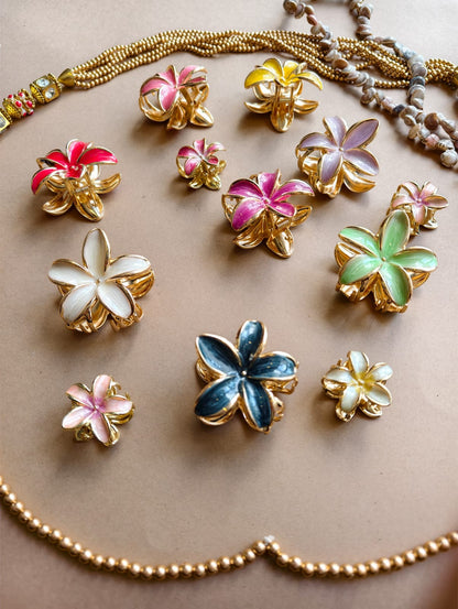 Glossy Bloom Metallic Flower Hair Claw