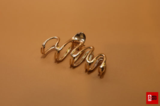 Golden Metallic Wave Hair Claw