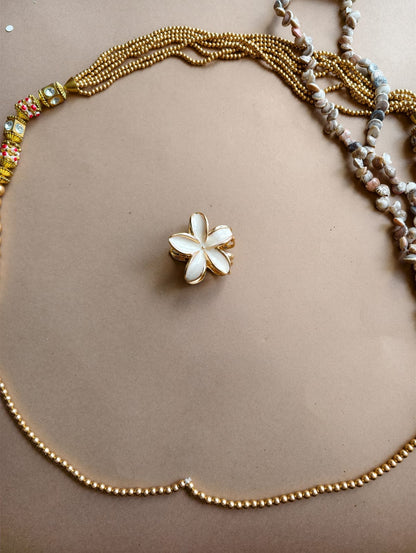 Glossy Bloom Metallic Flower Hair Claw