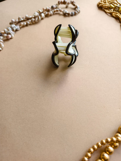 Glossy Outlined Flower Hair Claw